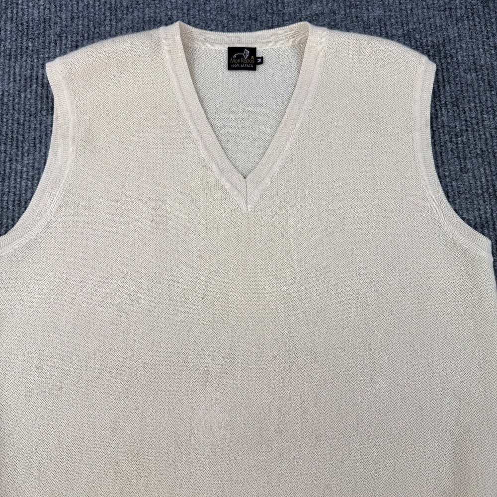Mon Repos‎ 100% Alpaca Wool Pullover Sweater Vest Medium Beige Peru Soft Vintage
